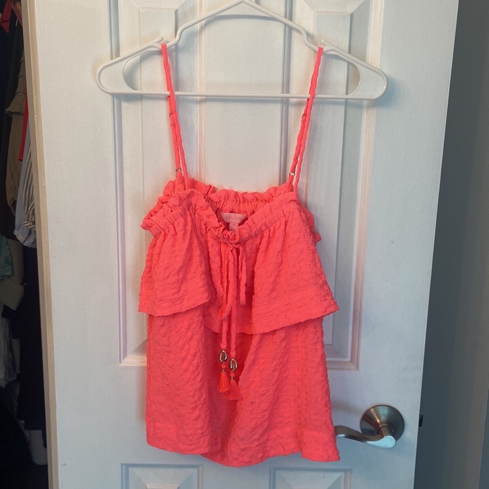 Lily Pulitzer coral ruffle blouse